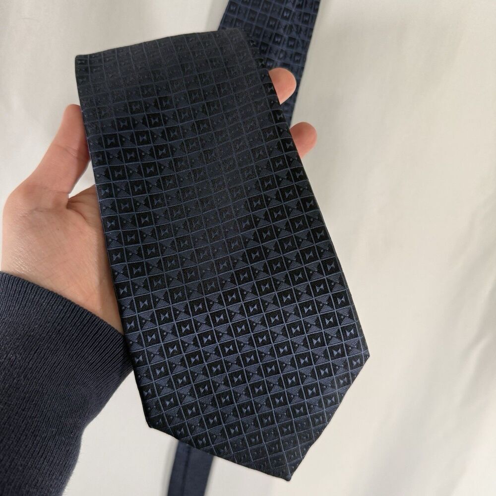 Johnston Murphy Silk Tie Men's 59" Blue Geometric 4" Wide